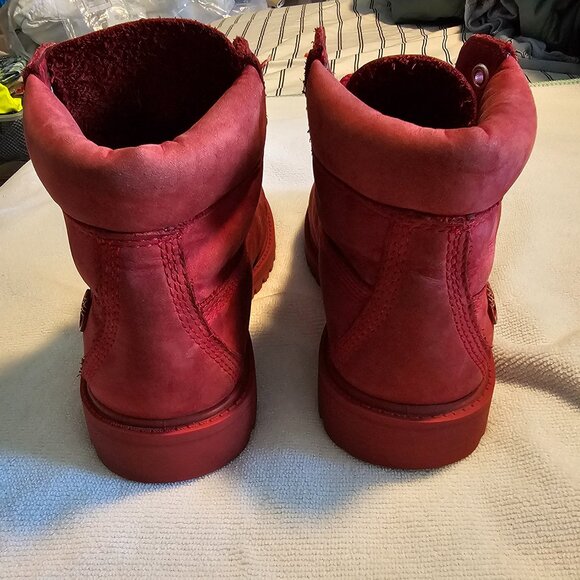 Timberland Boots Waterproof Boots Hiking Red Leather Unisex Kid's Size 2.5 - Picture 5 of 9